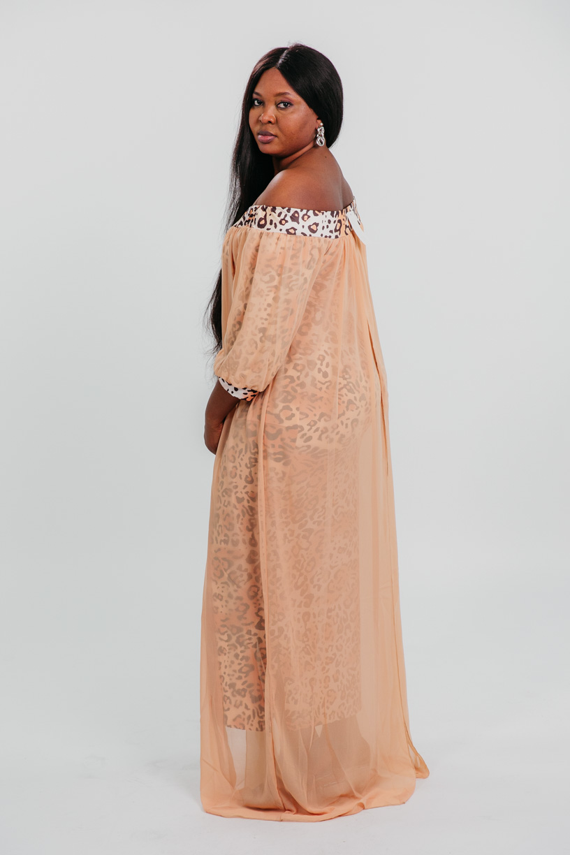 Leopard print chiffon top maxi dress