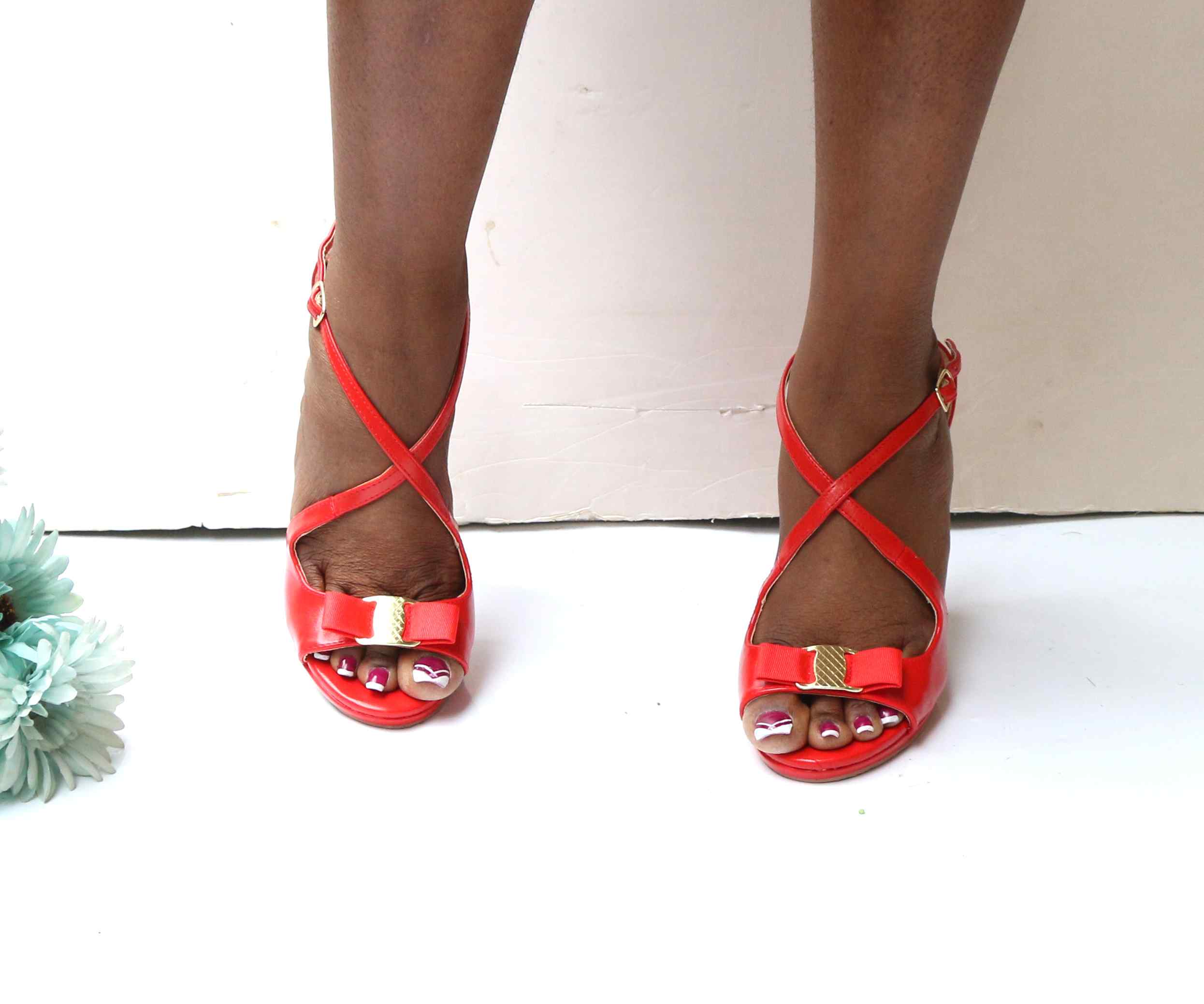 Red closed 2024 toe sandals